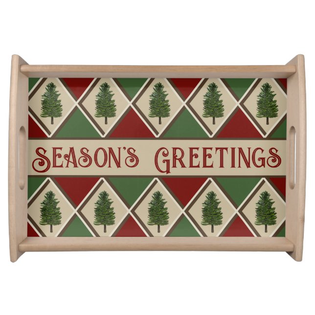 Pine Trees and Harlequin Serving Tray (Front)