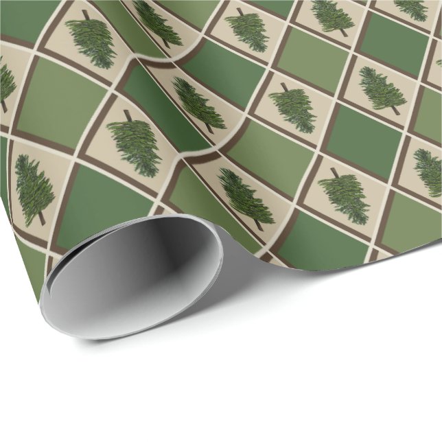Pine Trees and Harlequin Wrapping Paper (Roll Corner)