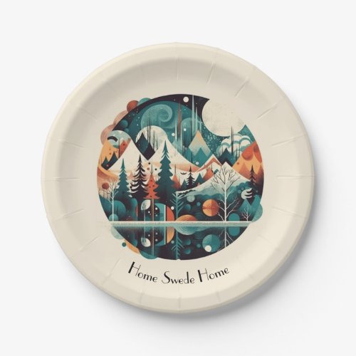 Pine Trees and Mountains customizable Paper Plates