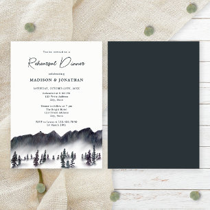 Pine Trees and Mountains Wedding Rehearsal Dinner Invitation