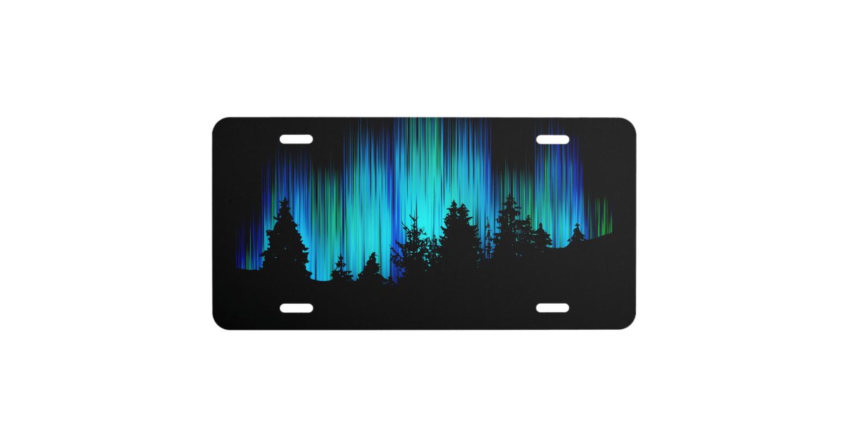 Pine Trees and Northern Lights License Plate Zazzle