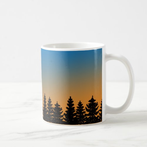 Pine Trees and Sunset Sky  Pine Forest  Coffee Mug
