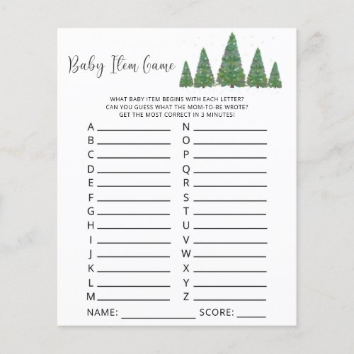 Pine trees Baby Item Game Baby Shower Game