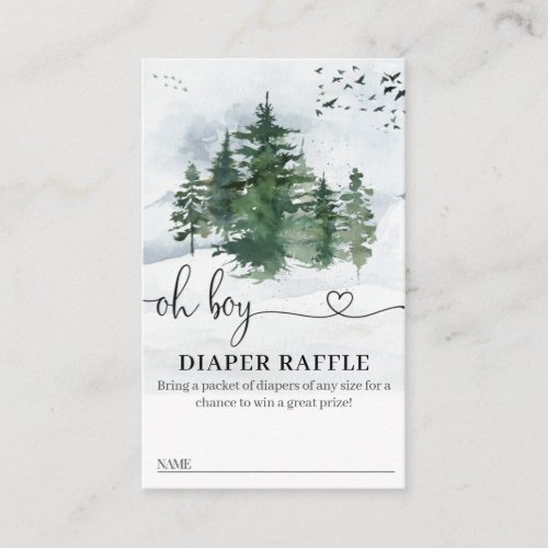 Pine Trees Baby Shower Diaper Raffle Card