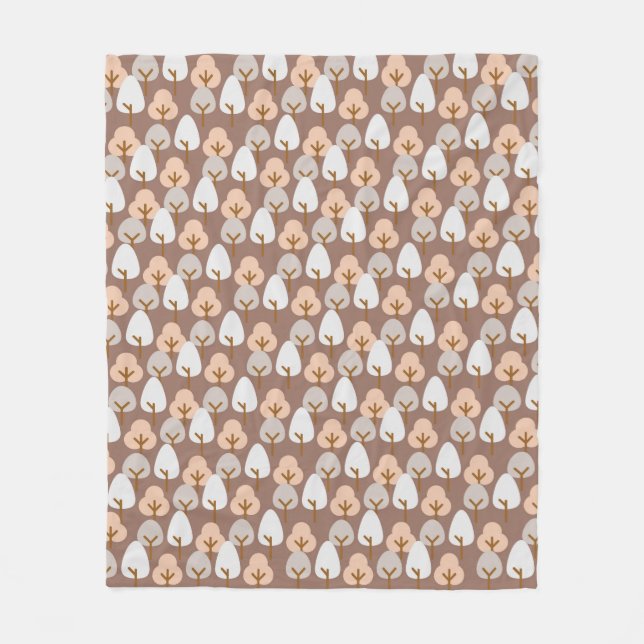 Pine Trees Botanical Pattern Cozy Fall Autumn Fleece Blanket (Front)