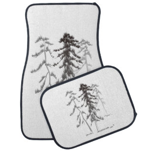 Pine trees car floor mat