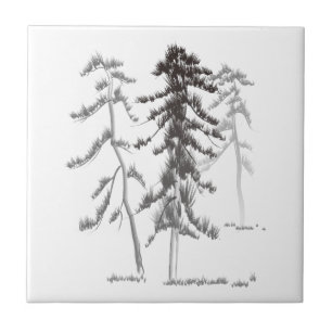 Pine trees ceramic tile
