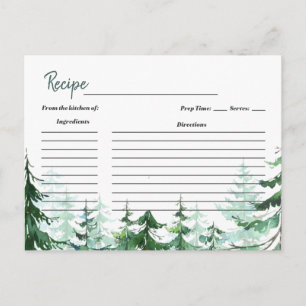 Pine Trees Christmas Bridal Shower Recipe Card