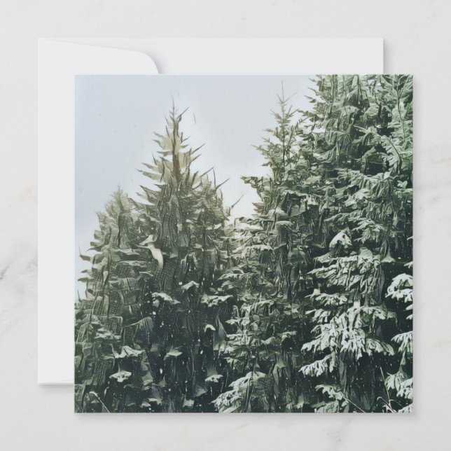 Pine Trees Christmas Monogram felt ecru Note Card (Front)