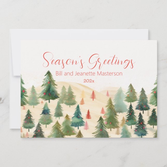 Pine Trees Christmas Woodlands Holiday Card (Front)