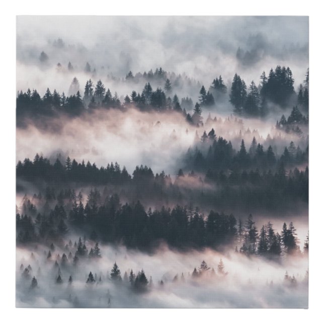 PINE TREES COVERED WITH SNOW FAUX CANVAS PRINT (Front)