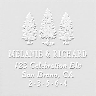 Pine Trees & Custom Names Wedding Return Address Embosser