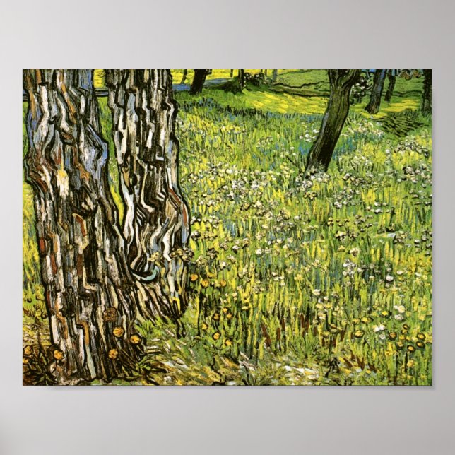 Pine Trees & Dandelions Van Gogh Fine Art Poster (Front)