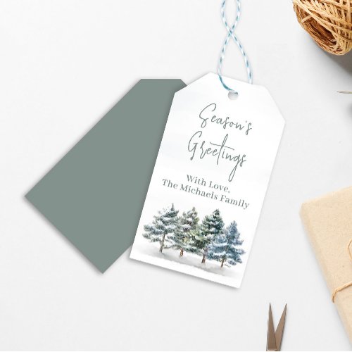 Pine Trees Elegant Christmas Custom Gift Tags