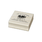 Pine Trees & Family Name Rustic Return Address Rubber Stamp (Stamp)