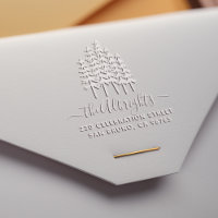 Pine Trees & Family Name Signature Return Address