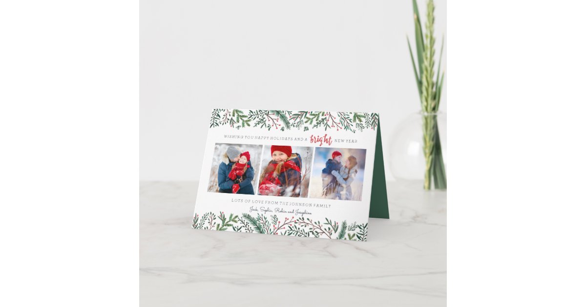 Pine Trees Forest | 3 Photos | Photocard Holiday Card | Zazzle
