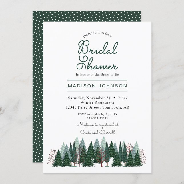 Pine Trees Forest | Bridal Shower | Invitation (Front/Back)