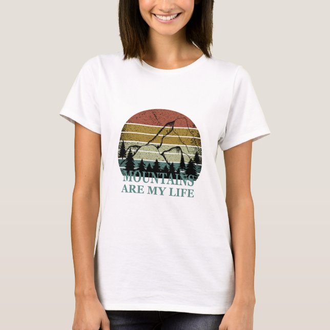 Pine trees forest landscape scene T-Shirt (Front)