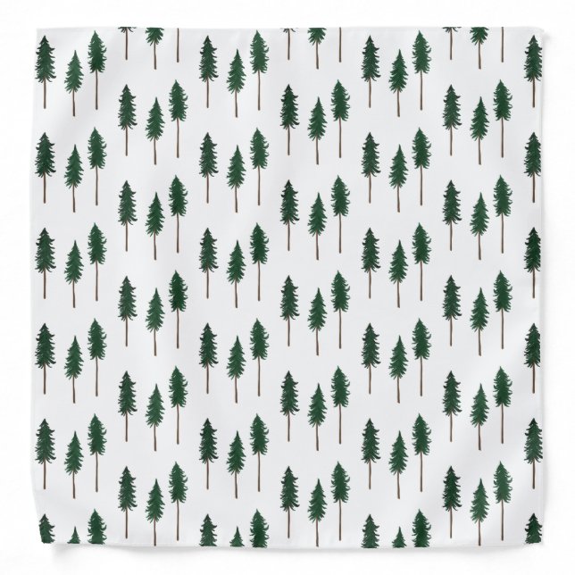 Pine Trees Forest Modern Minimalist Pattern Bandana (Front)