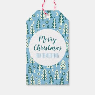 Pine Trees Forest Moon Stars Minimal Clean CUSTOM Gift Tags