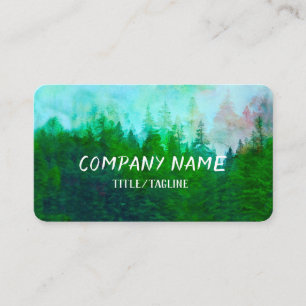 pine trees forest nature mountain landscape art    business card