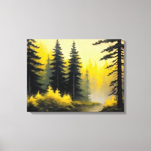 Pine Trees Forest Painting Living Room Wall Art