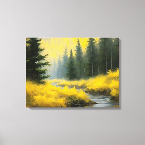 Pine Trees Forest Painting Living Room Wall Art