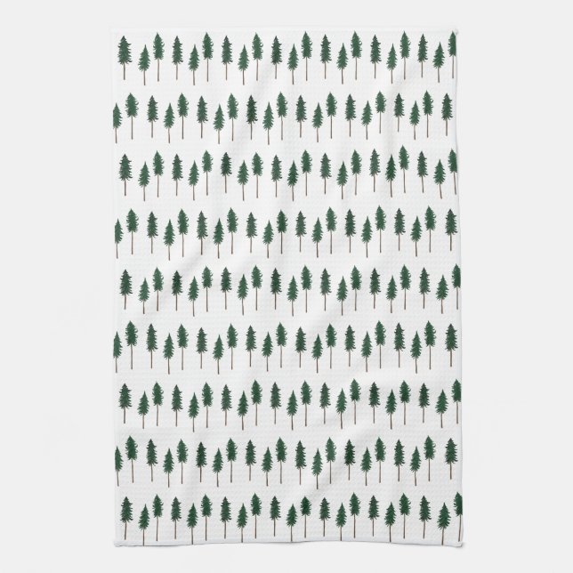 Pine Trees Forest Pattern Simple Kitchen Towel (Vertical)