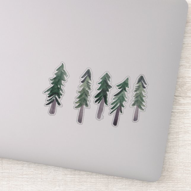 Pine Trees Forest Watercolor Sticker (Detail)