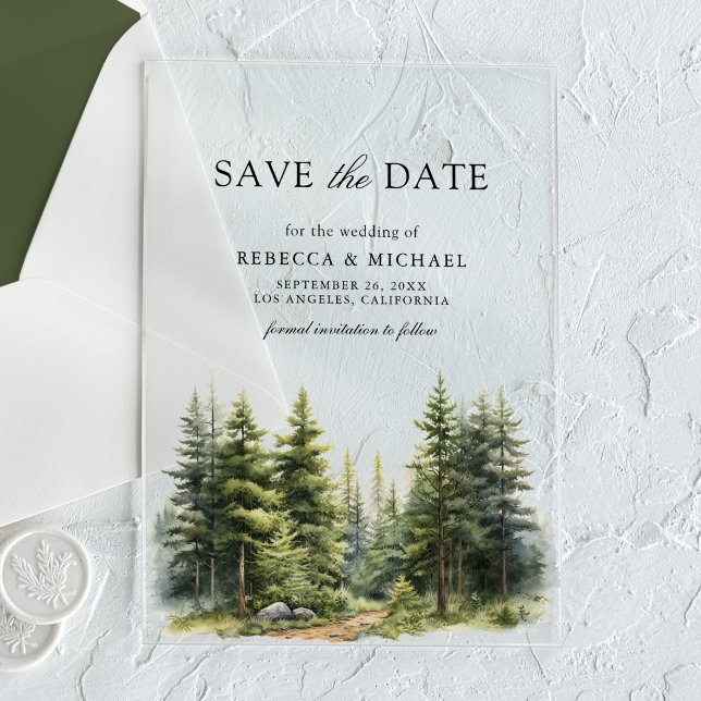 Pine Trees Forest Wedding Save the Date (Creator Uploaded)