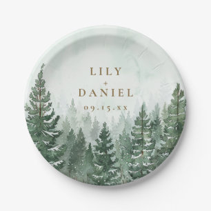 Pine Trees Forest Woodland Adventure Wedding Paper Plates