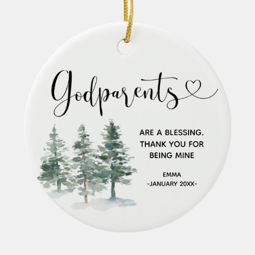 Pine Trees Godparents Christmas Ornament