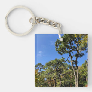 Pine Trees in Autumn Sky Keychain