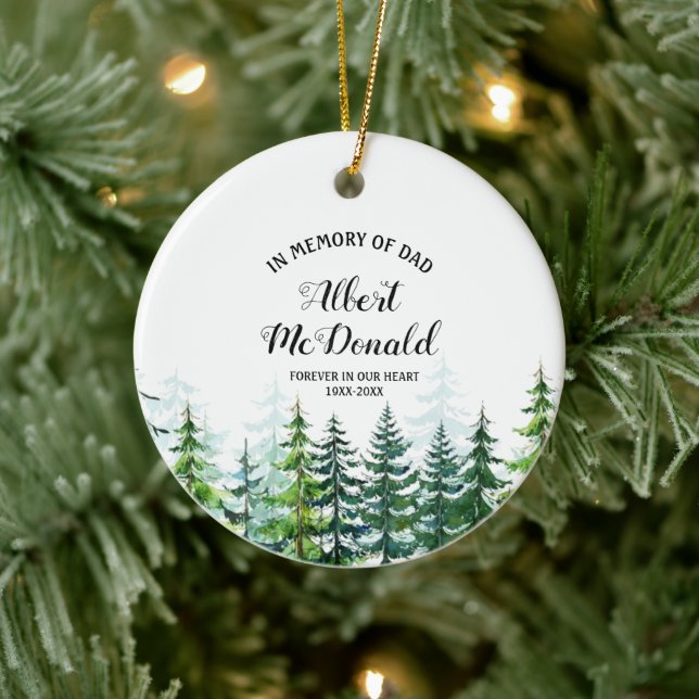Pine Trees In Memory of Dad Christmas Ornament (Tree)