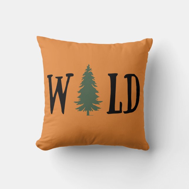 Pine trees in the wild forest throw pillow (Front)