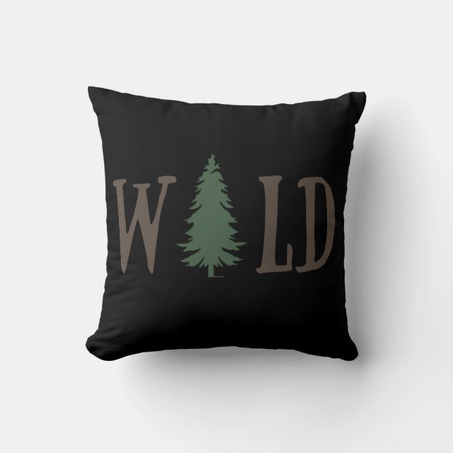Pine trees in the wild forest throw pillow (Front)