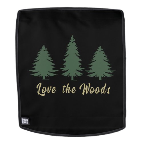 Pine trees into the wild forest backpack
