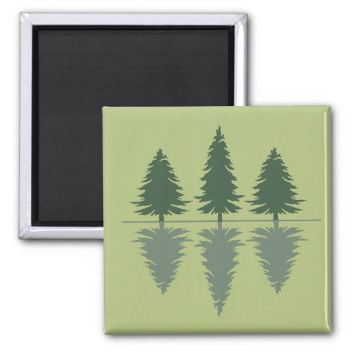Pine trees Into the wild forest nature  Magnet