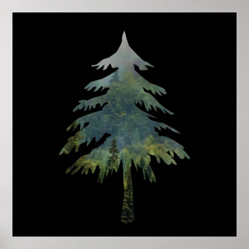 Pine trees Into the wild forest nature  Poster