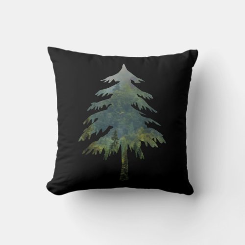 Pine trees Into the wild forest nature  Throw Pillow