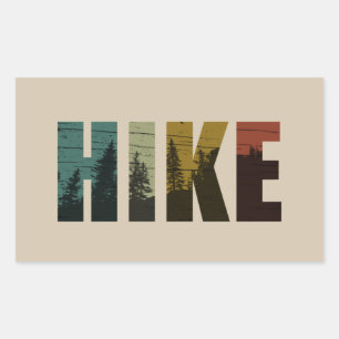 Pine trees into the woods hike vintage rectangular sticker