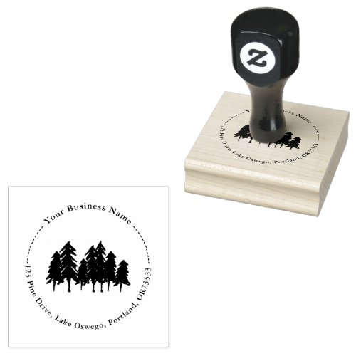 Pine Trees Logo Business Name  Address  Rubber Stamp