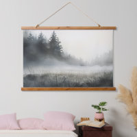 Pine Trees Meadow Low Lying Fog