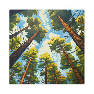 pine trees metal wall art nature forest