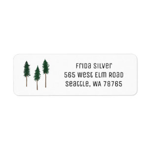 Pine Trees Minimalist CUSTOM Holiday Address Label