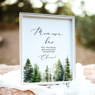 Pine trees minimalist forest Mom-osa bar Poster
