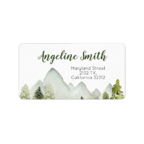 Pine Trees Mountain Baby Shower Address Label