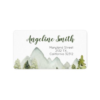 Pine Trees Mountain Baby Shower Address Label by HappyPartyStudio at Zazzle