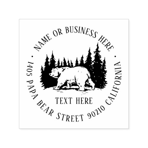 Pine Trees Mountain Bear Name and Return Address Self_inking Stamp